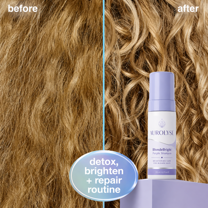 AUROLYSE™ BlondeBright Purple Shampoo - Non-Staining Purple Shampoo for Brassy Blonde Hair, Helps Neutralize Yellow & Orange Tones for a Brighter, Salon-Fresh Look - 4.2 fl oz