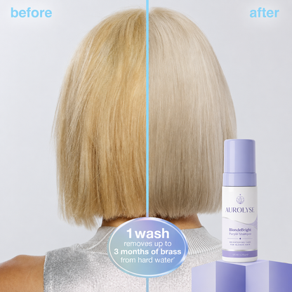 AUROLYSE™ BlondeBright Purple Shampoo - Non-Staining Purple Shampoo for Brassy Blonde Hair, Helps Neutralize Yellow & Orange Tones for a Brighter, Salon-Fresh Look - 4.2 fl oz