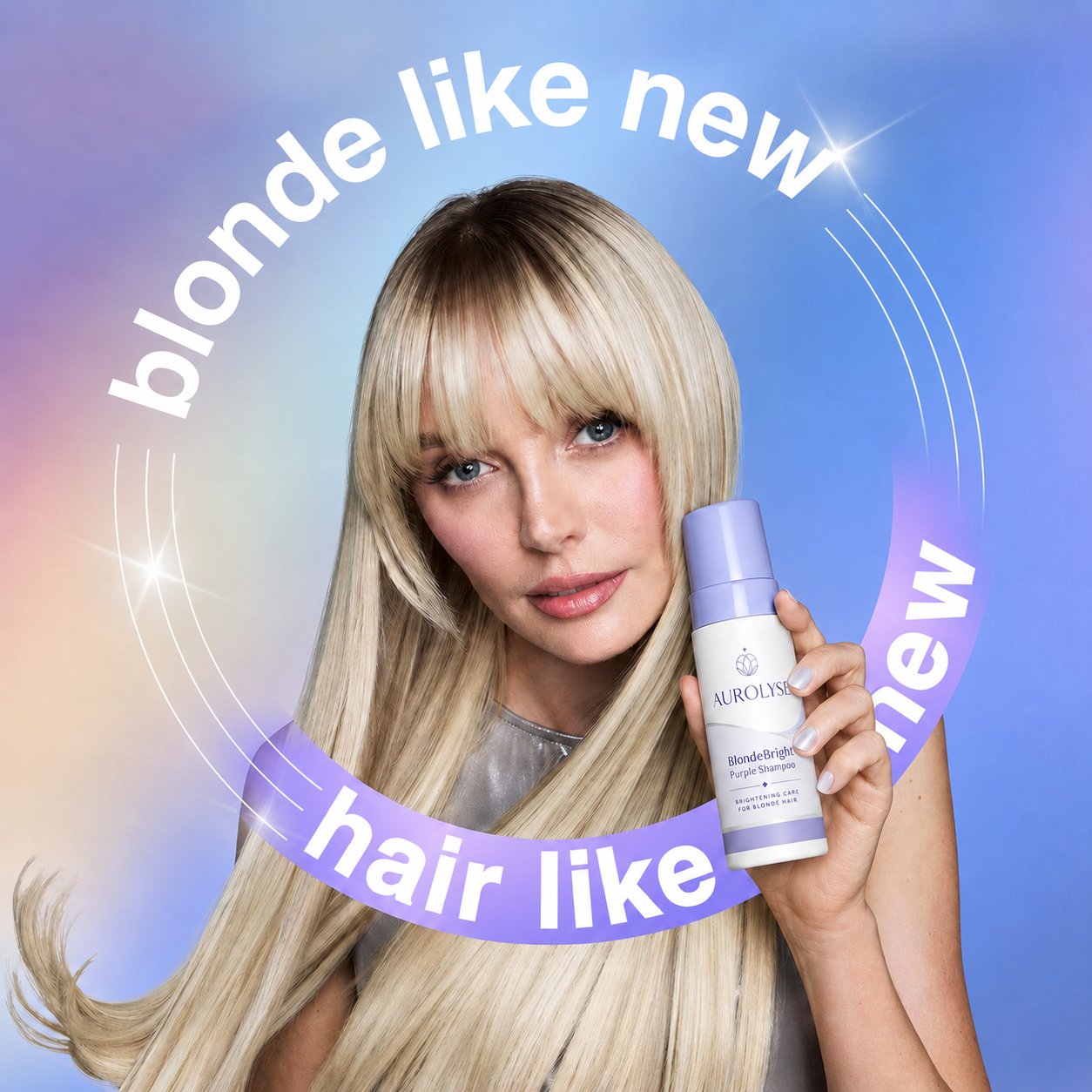 AUROLYSE™ BlondeBright Purple Shampoo - Non-Staining Purple Shampoo for Brassy Blonde Hair, Helps Neutralize Yellow & Orange Tones for a Brighter, Salon-Fresh Look - 4.2 fl oz
